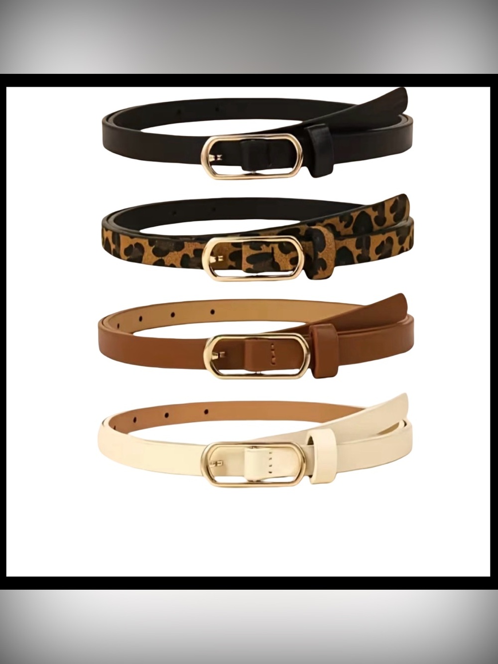 🆕 Classic Slim Belt Set - Black, Leopard, Brown, Cream